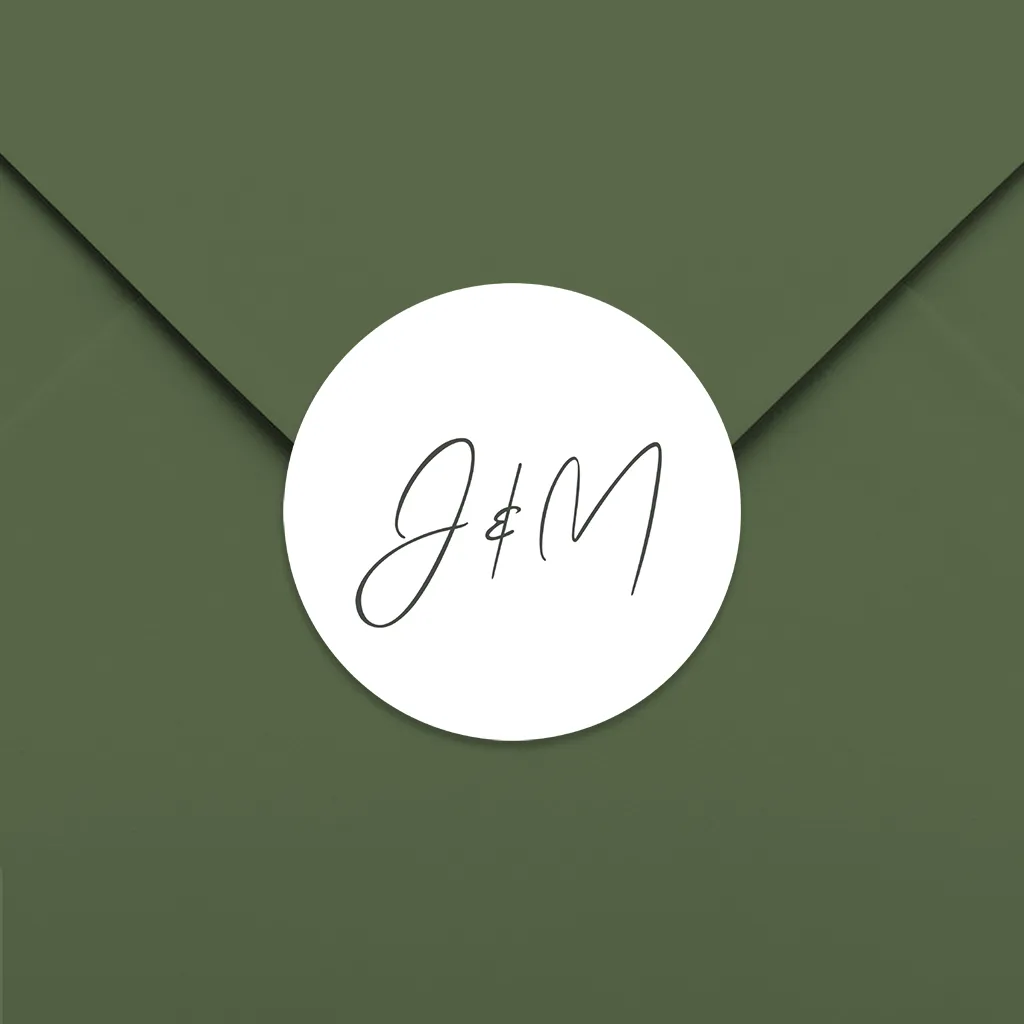 Aufkleber mit Initialen in stilvoller Schrift