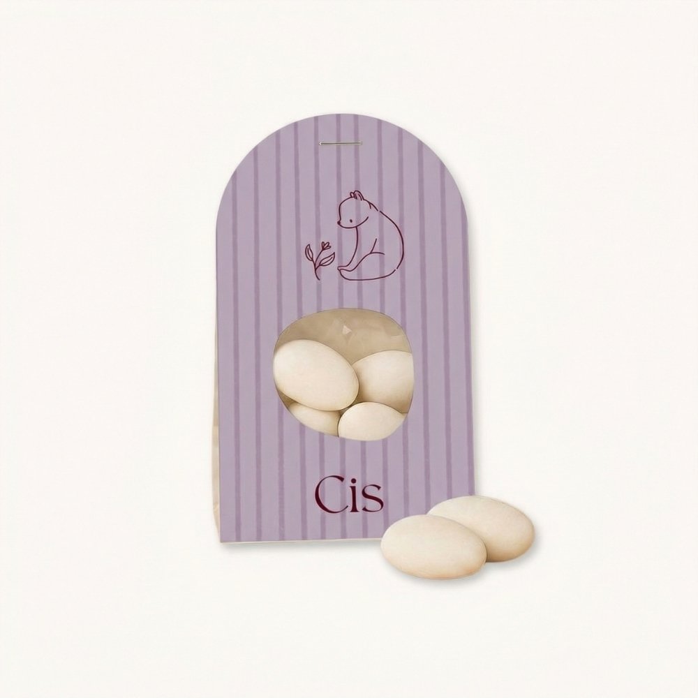 Doopsuiker wikkel lila paars beertje