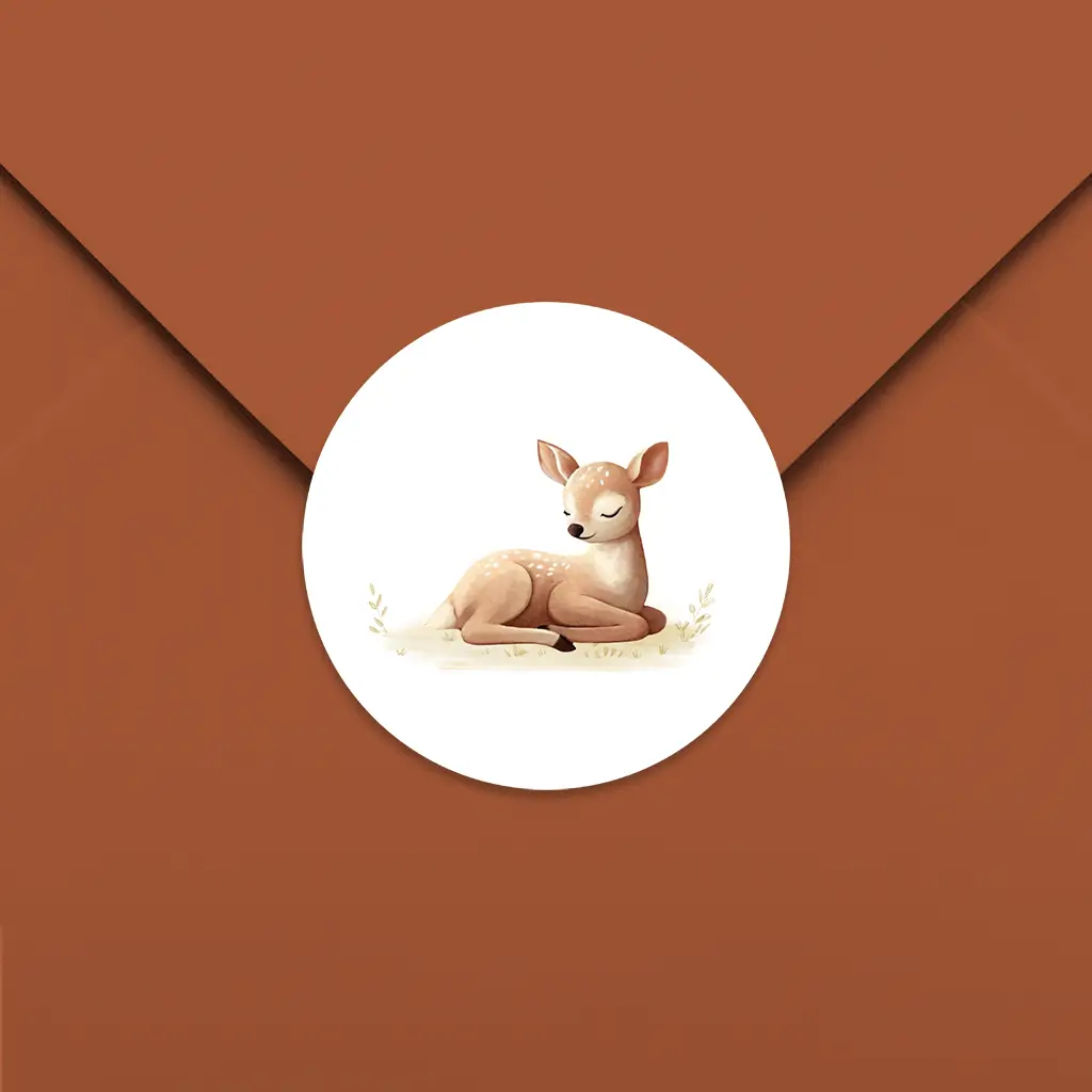 Sluitsticker wit met hertje - per 25 stuks