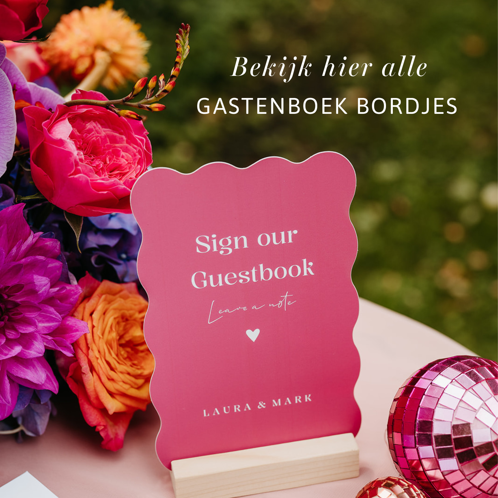 blanco kaart gastenboek bordjes