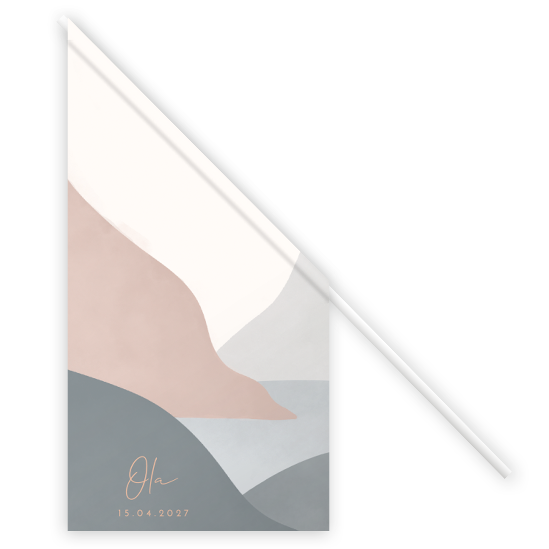 Vlag geboortekaartje meisje bergen