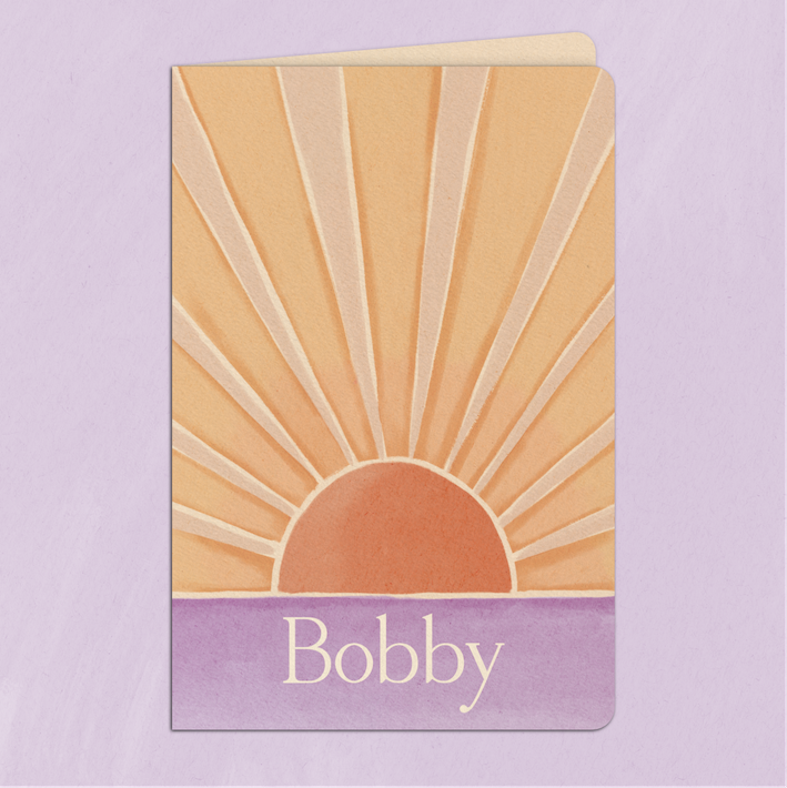 Dubbel Geboortekaartje Zonnestralen Lila Peach