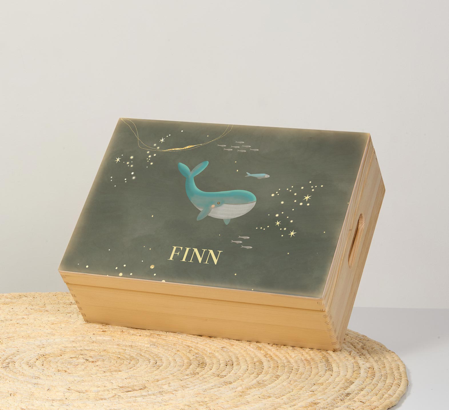 Memorybox winterliefde voor een jongetje met een walvis en sterren