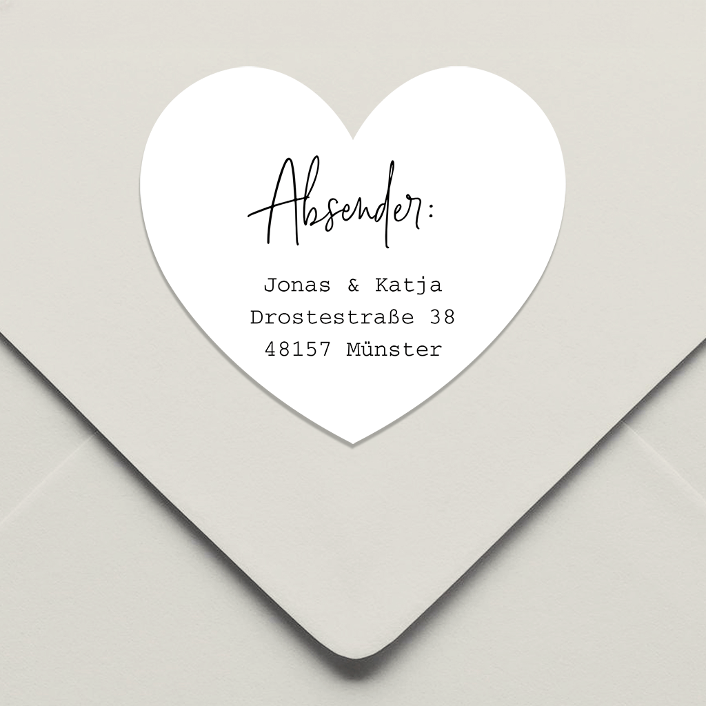 Absenderaufkleber Herz 35x31mm 30 Stück