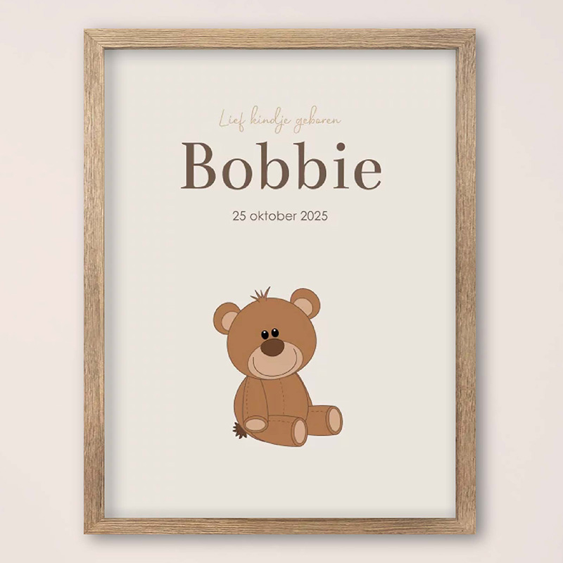 Geboorteposter met schattig teddybeertje