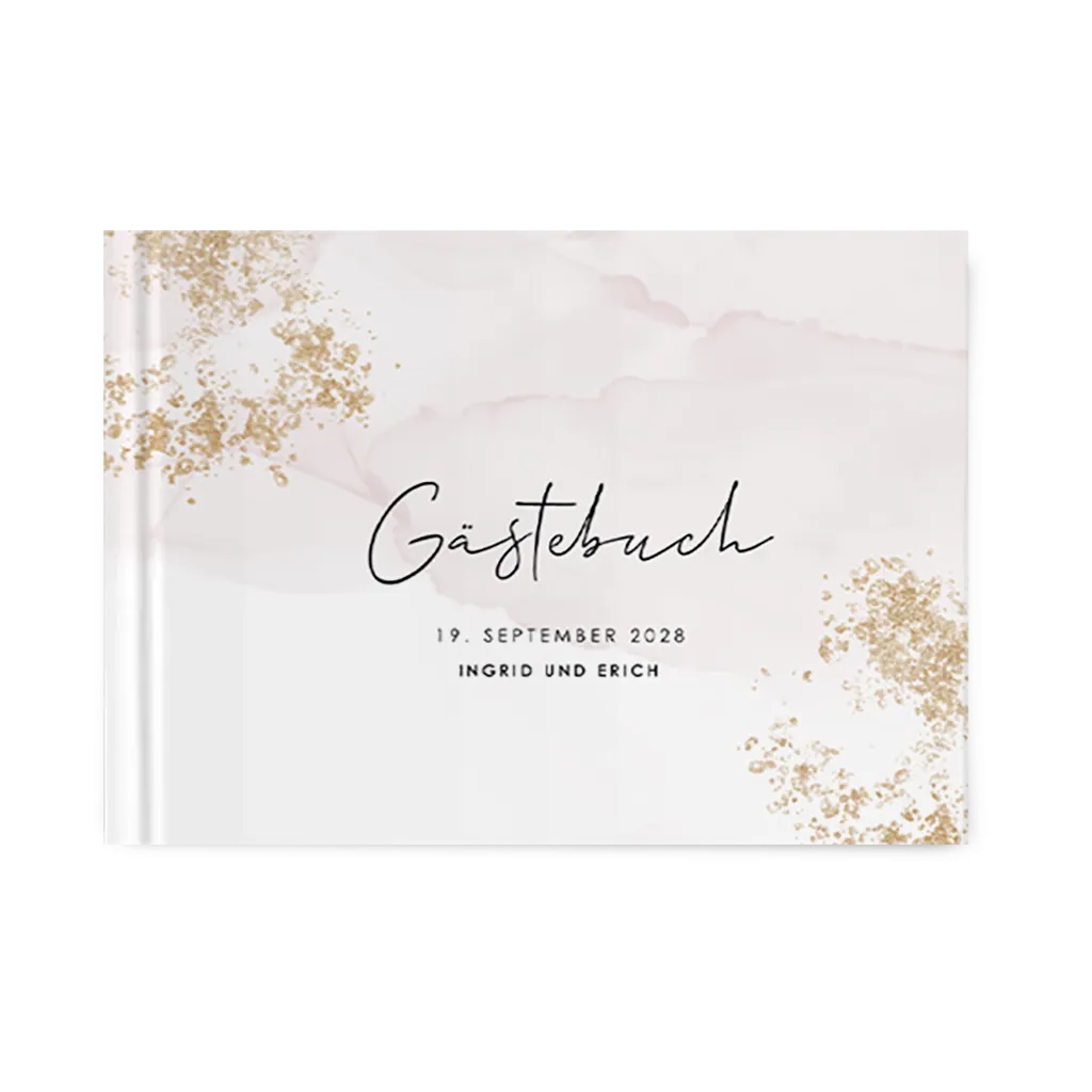 Gästebuch zum Jubiläum mit Wasserfarben und Goldtupfern