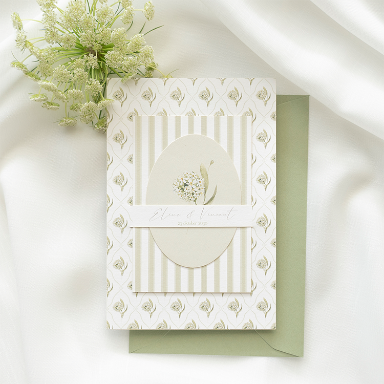 Vintage trouwkaart met meerdere kaartjes