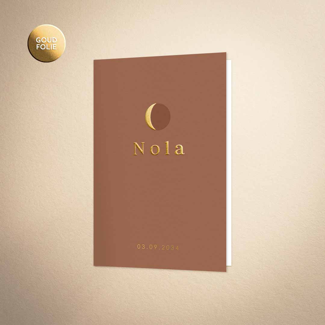 Geboortekaartje maan en goudfolie unisex 