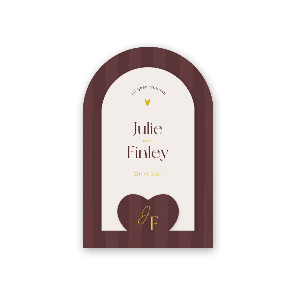 Trendy insteek trouwkaart met strepen en luxe foliedruk