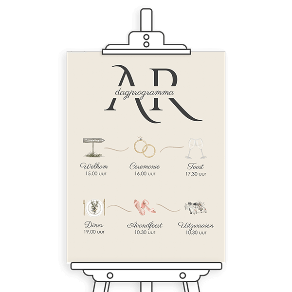 Programmabord bruiloft beige