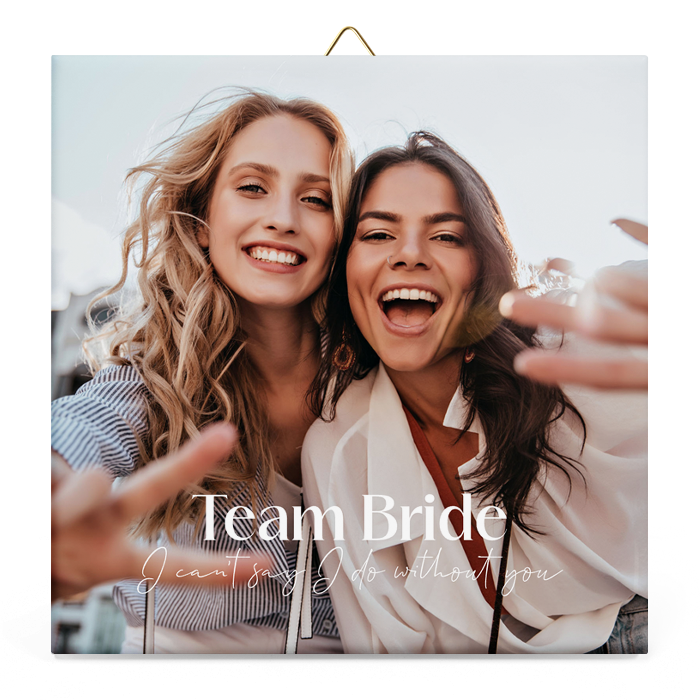 Team bride cadeautegeltje voor getuige met foto