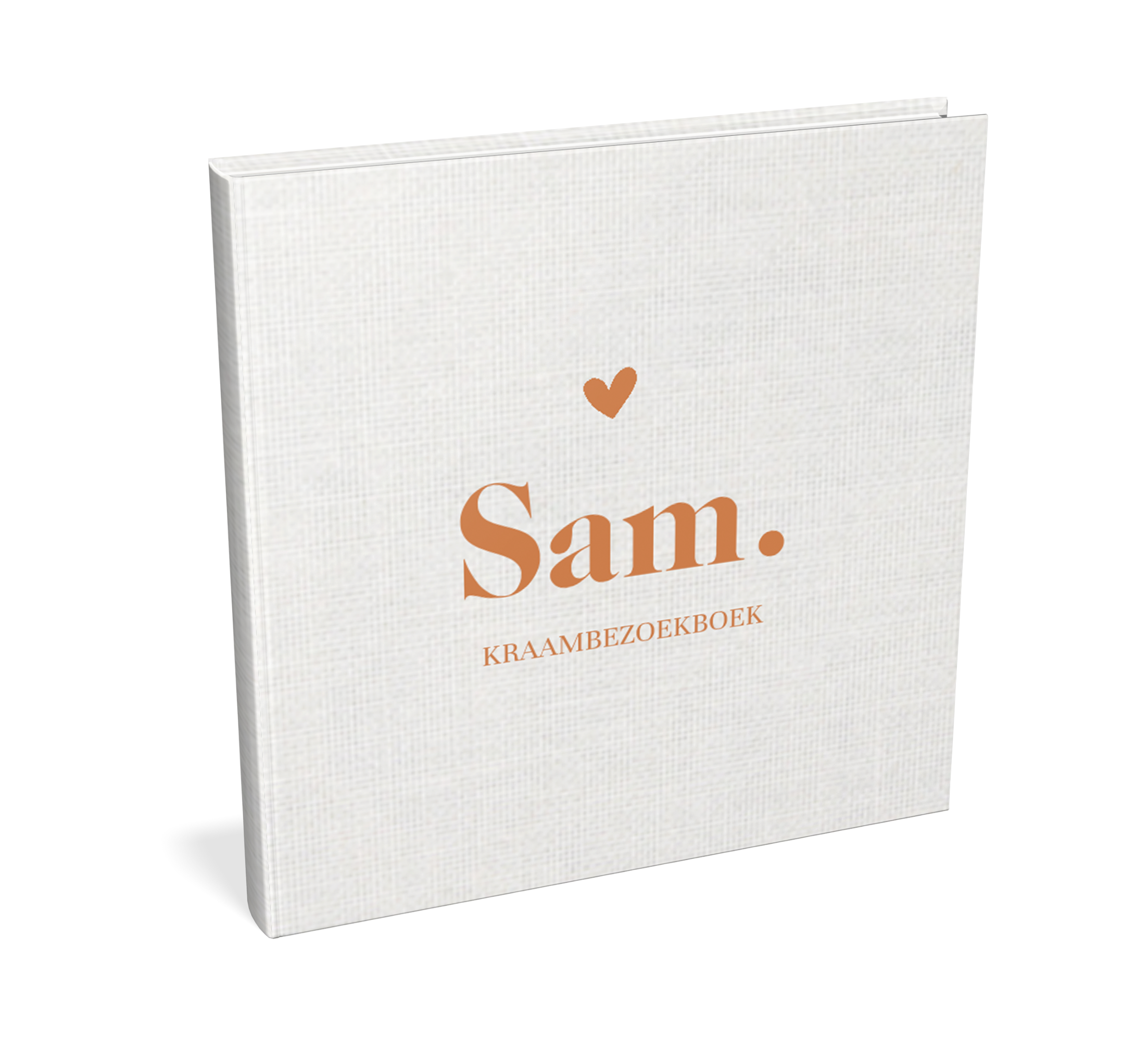 Kraambezoekboek met linnen-look en hartje