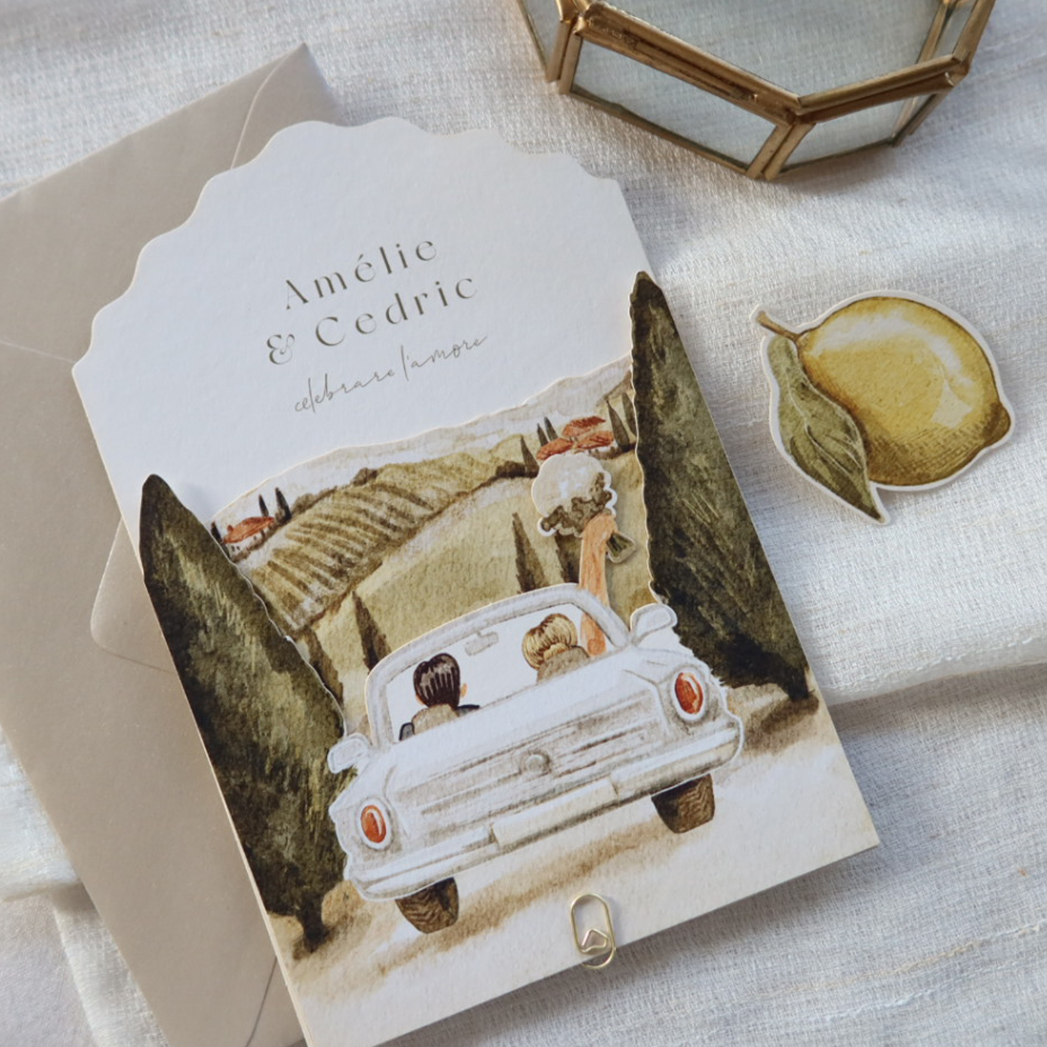 trouwkaart-italiaanse-bruiloft-getekend-toscane-trouwauto