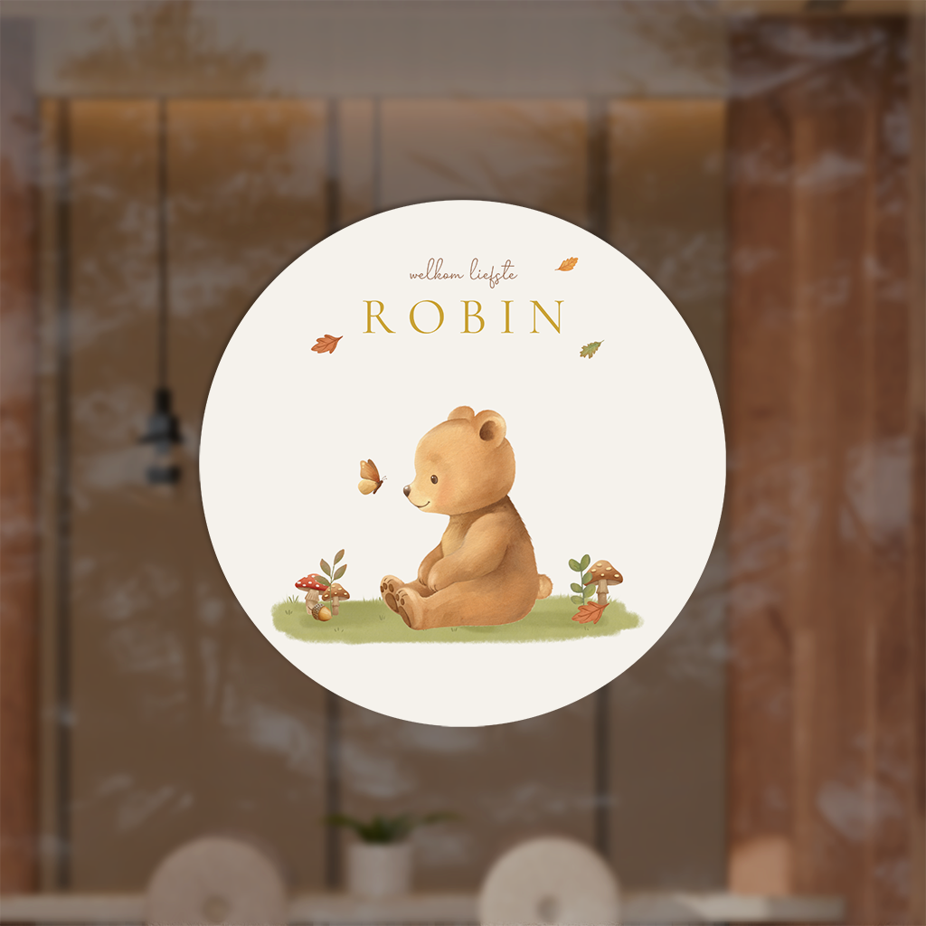 Raamsticker met beertje en vlinder