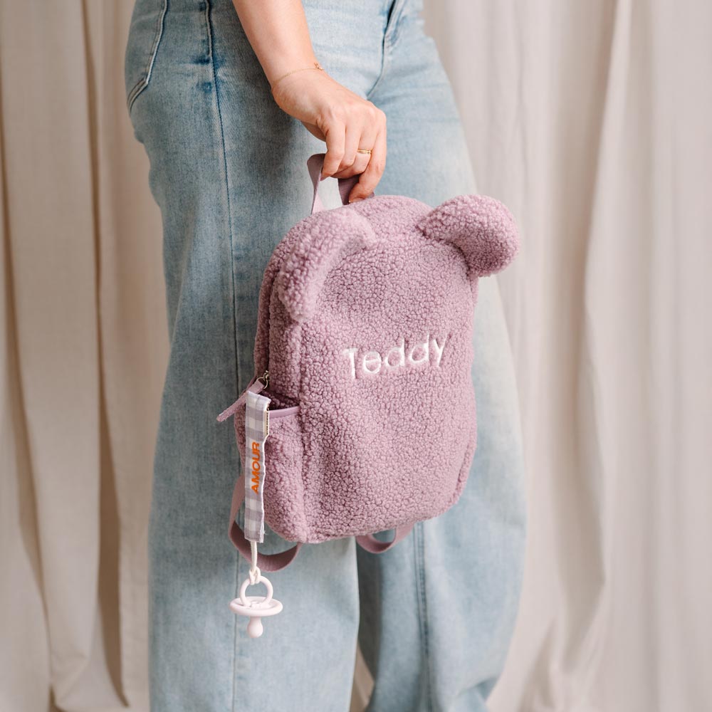 Teddy rugzak met naam en oortjes