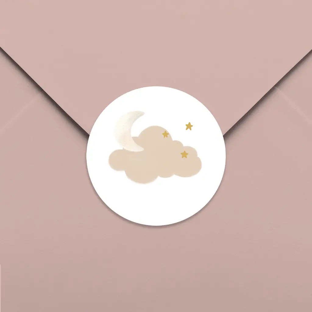 Sluitzegel wit met wolkje en maantje - per 25 stuks