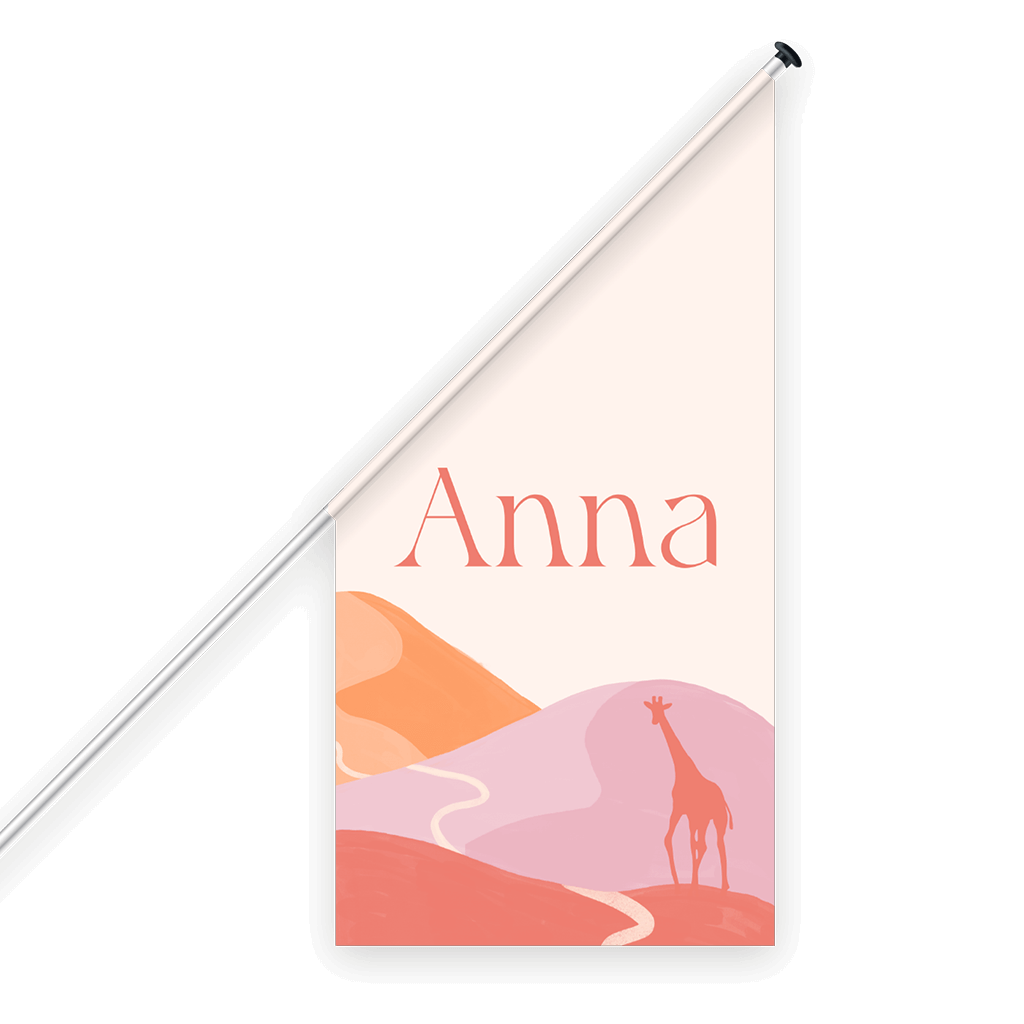 Geburtsflagge in Pastelfarben und Giraffe