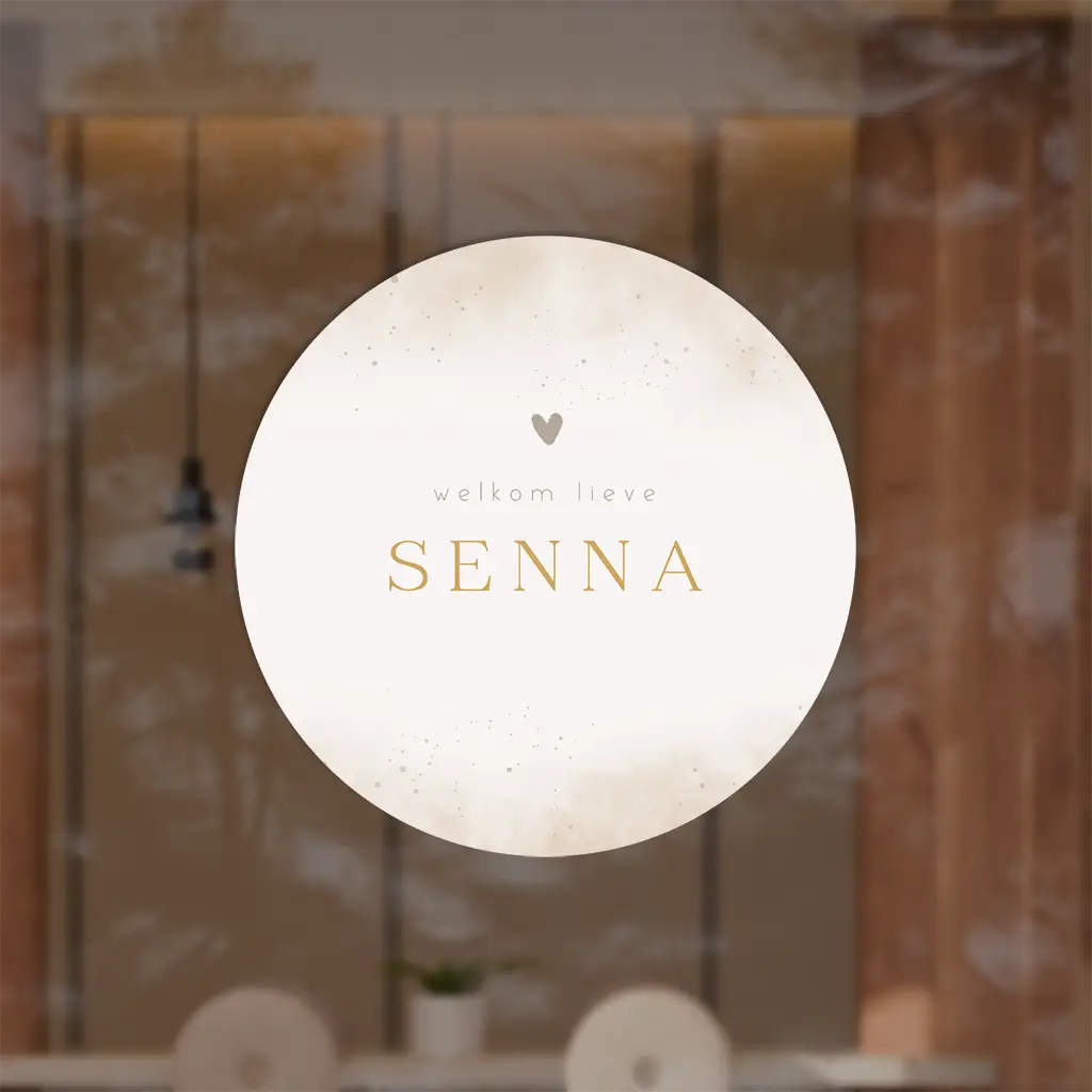 Raamsticker met beige hartje en watercolour