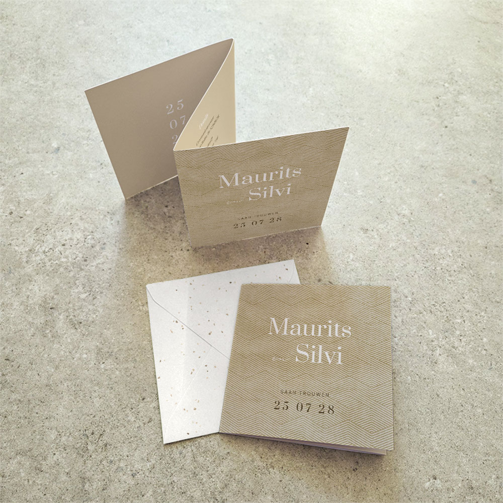 Geometrische trouwkaart met zigzag-vouw