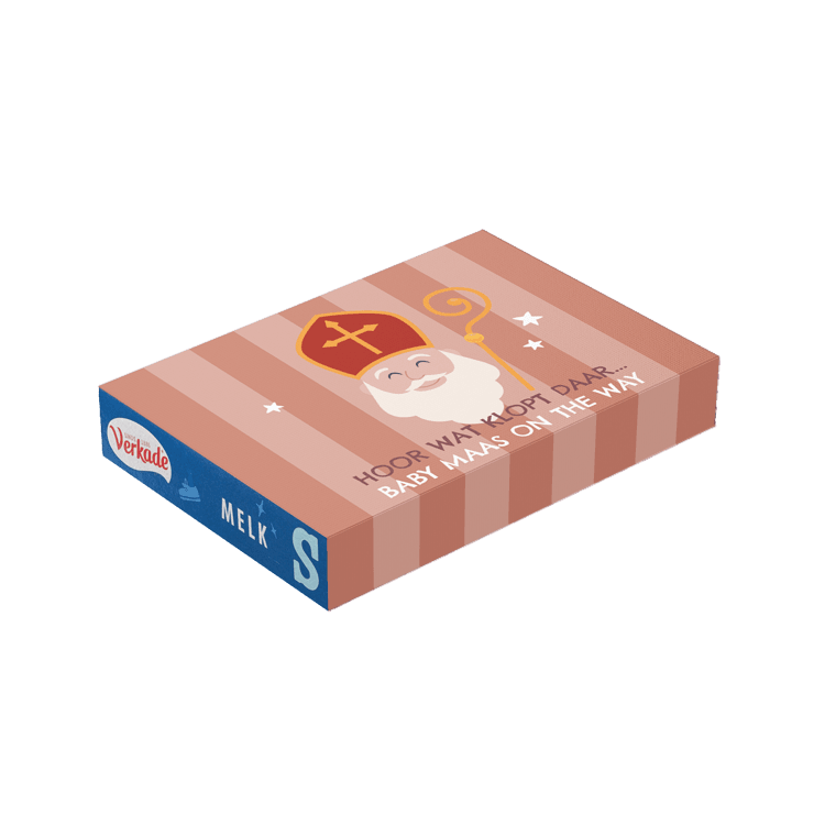 Zwangerschapsaankondiging chocoladeletter met Sinterklaas en staf