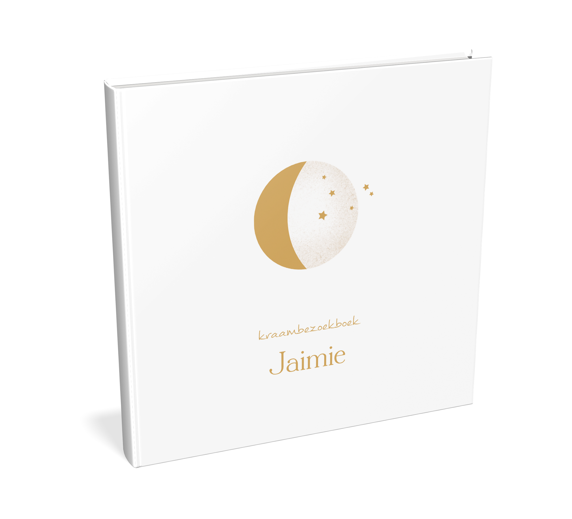 Kraambezoekboek wit met maan en sterren