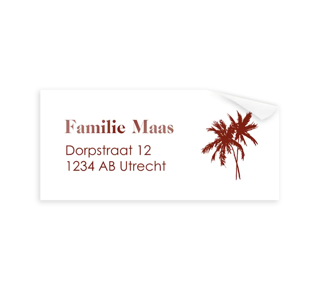 Adressticker met palmboom en hoogglans