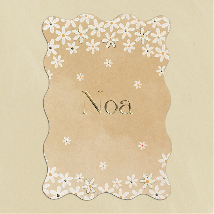 Geboortekaart Madeliefjes Goudfolie Golfvorm Geel