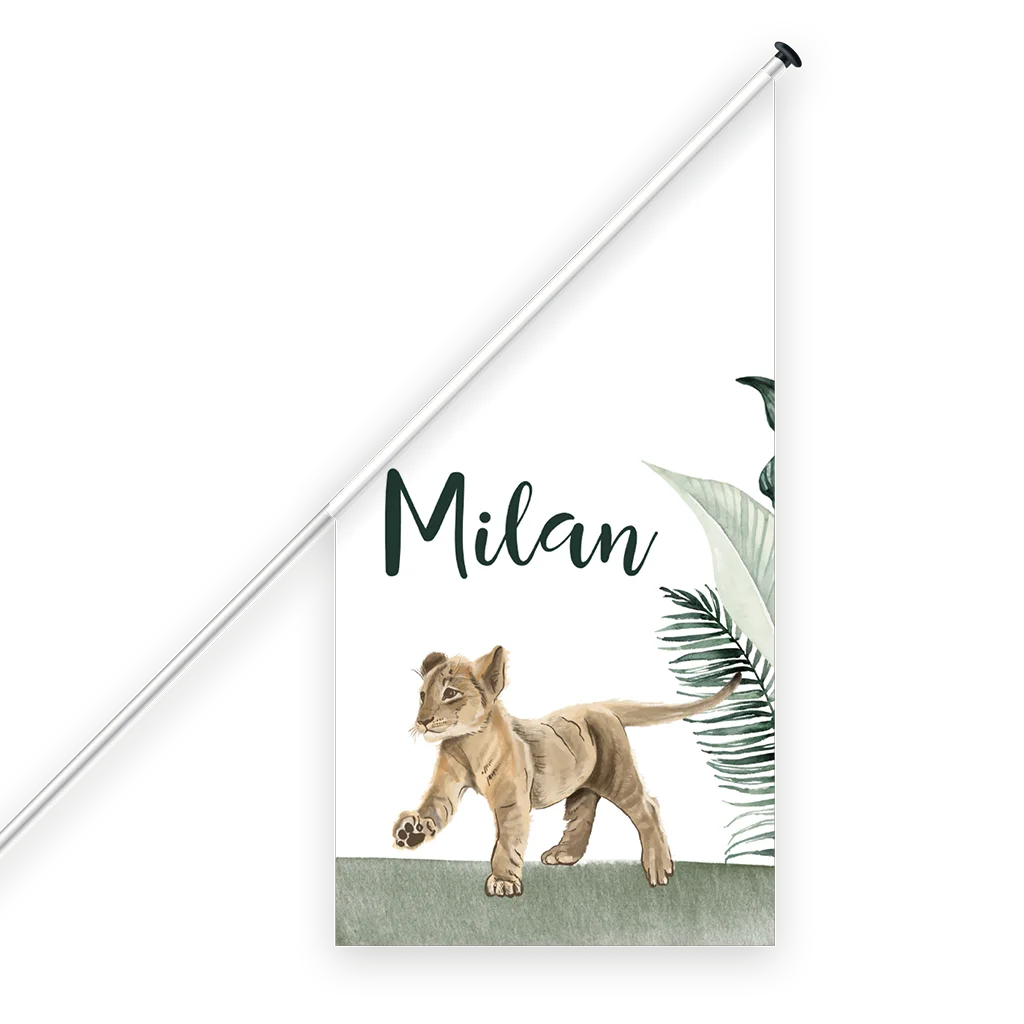 Geboortevlag in jungle thema met welpje