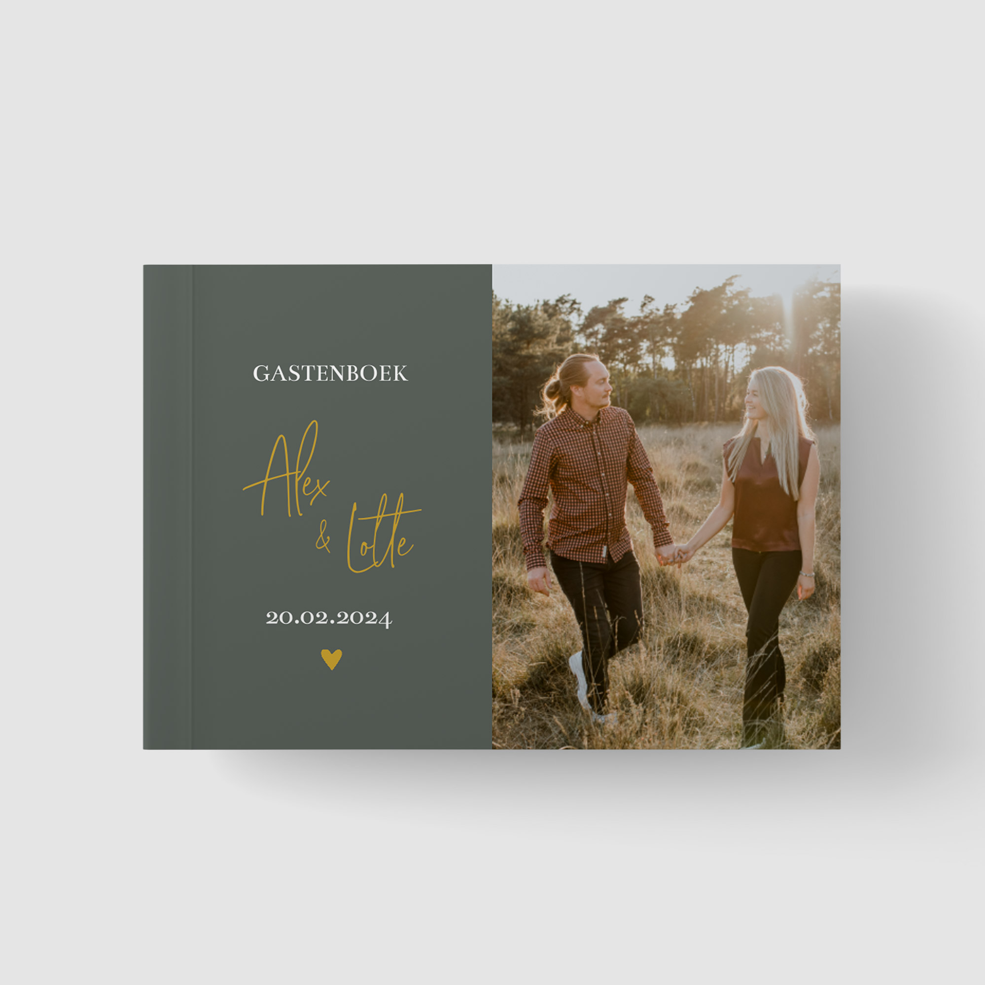 Gastenboek bruiloft liggend groen foto modern