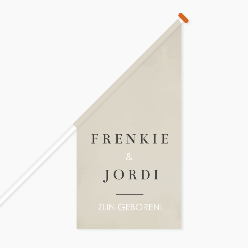 Vlag Geboorte Tweeling Beige Antraciet