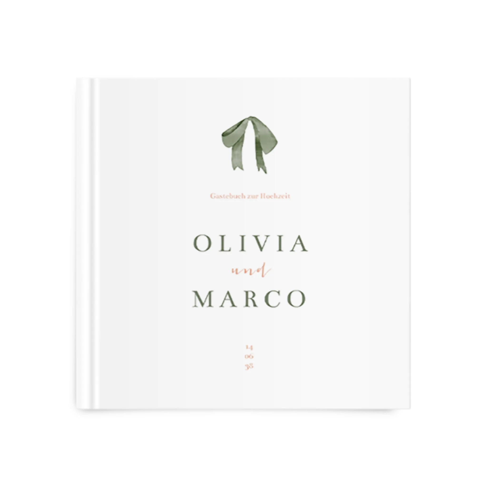Schlichtes Gästebuch mit grüner Schleife