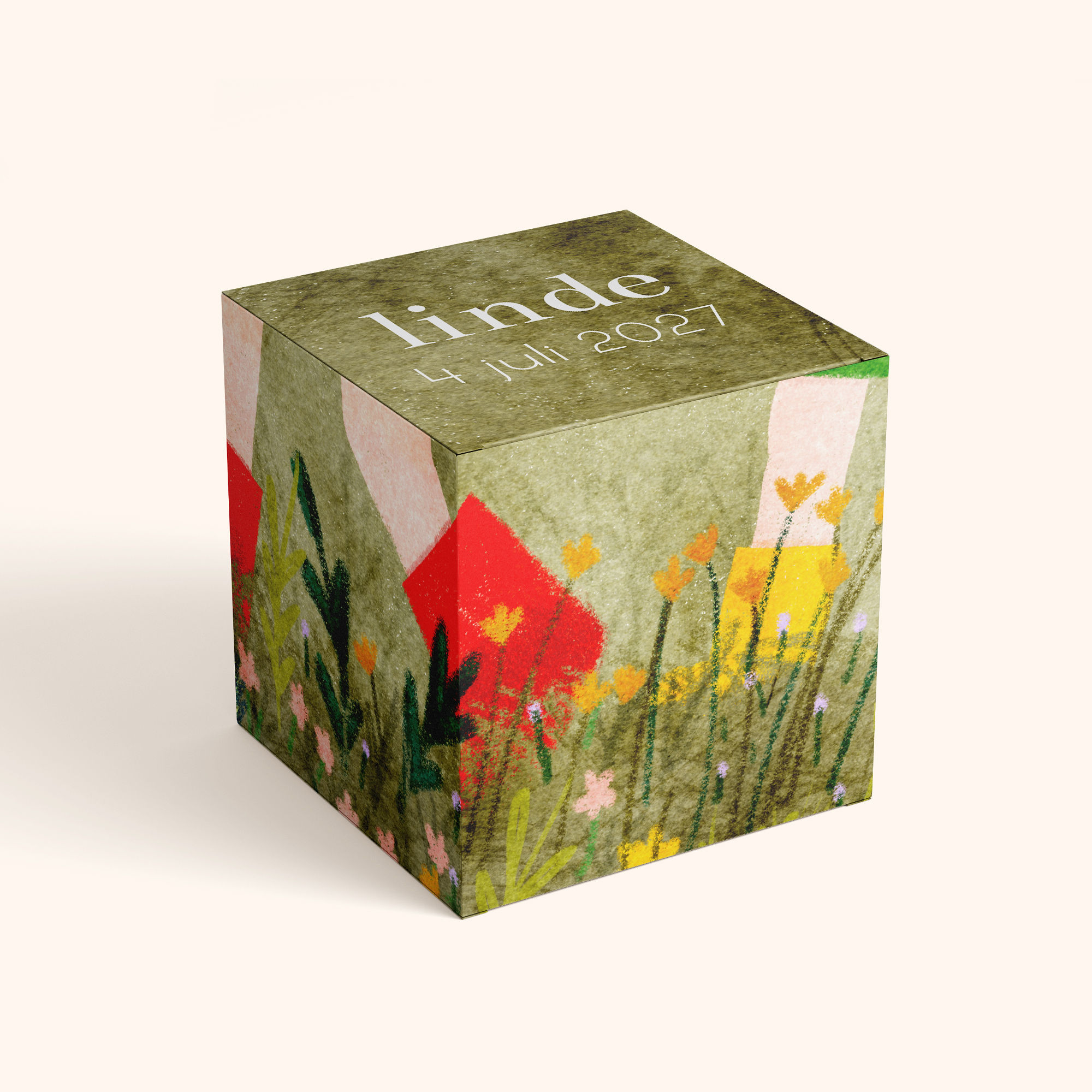 Doopsuikerdoosje grote zus klein zusje wildbloemen laarsjes zomer