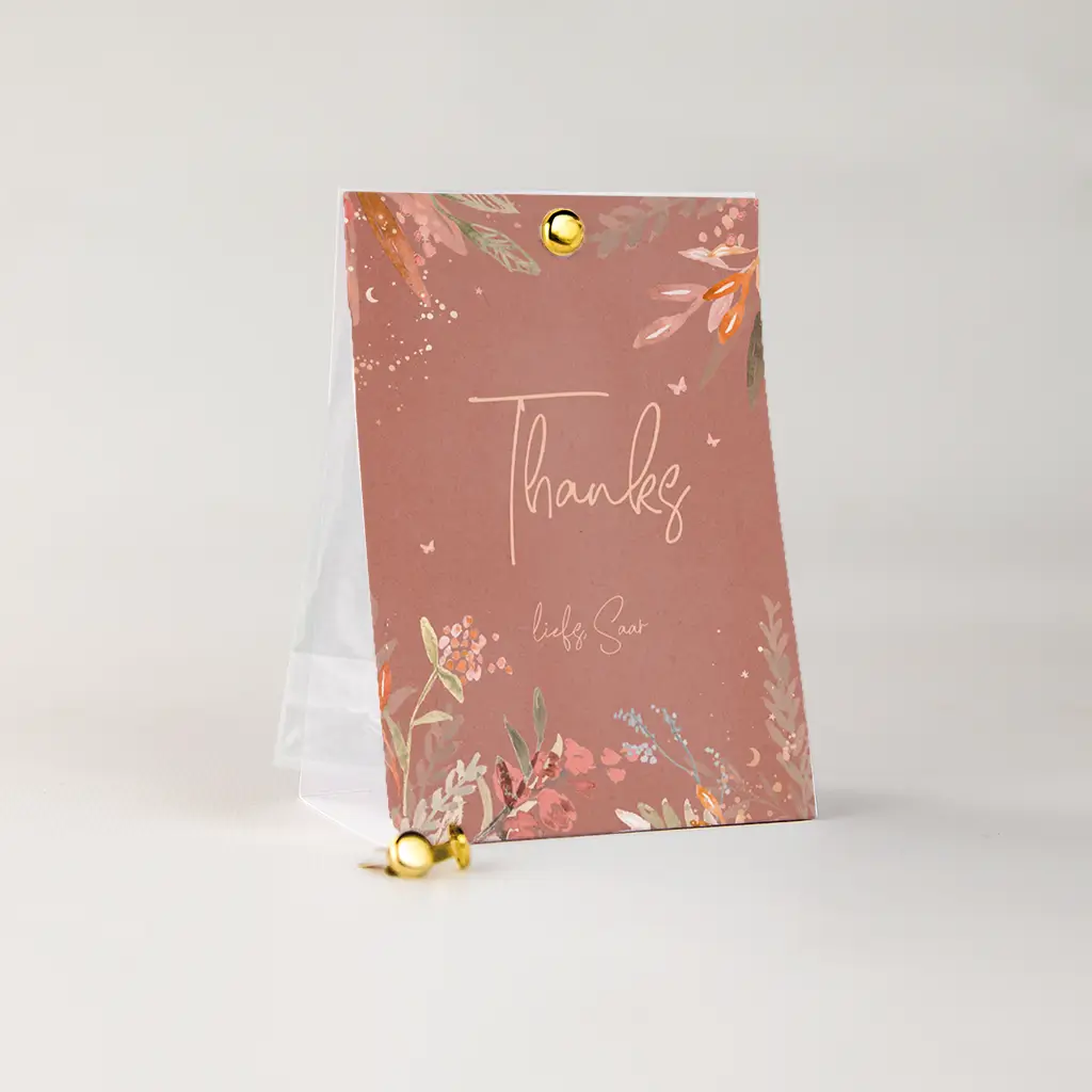 Doopsuiker snoepzakje met roze watercolour bloemen