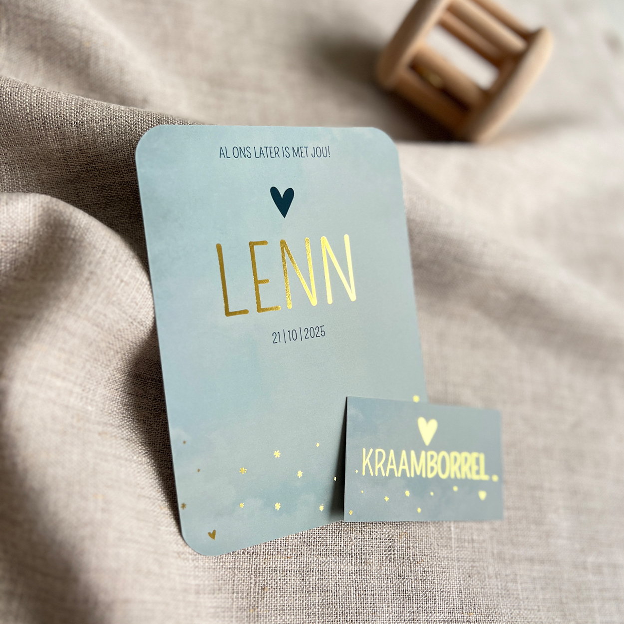 Geboortekaartje Jongen EarlyDew Koperfolie Oudgroen