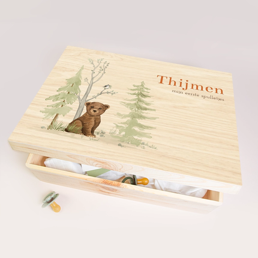 Memory box baby met lief beertje in het bos