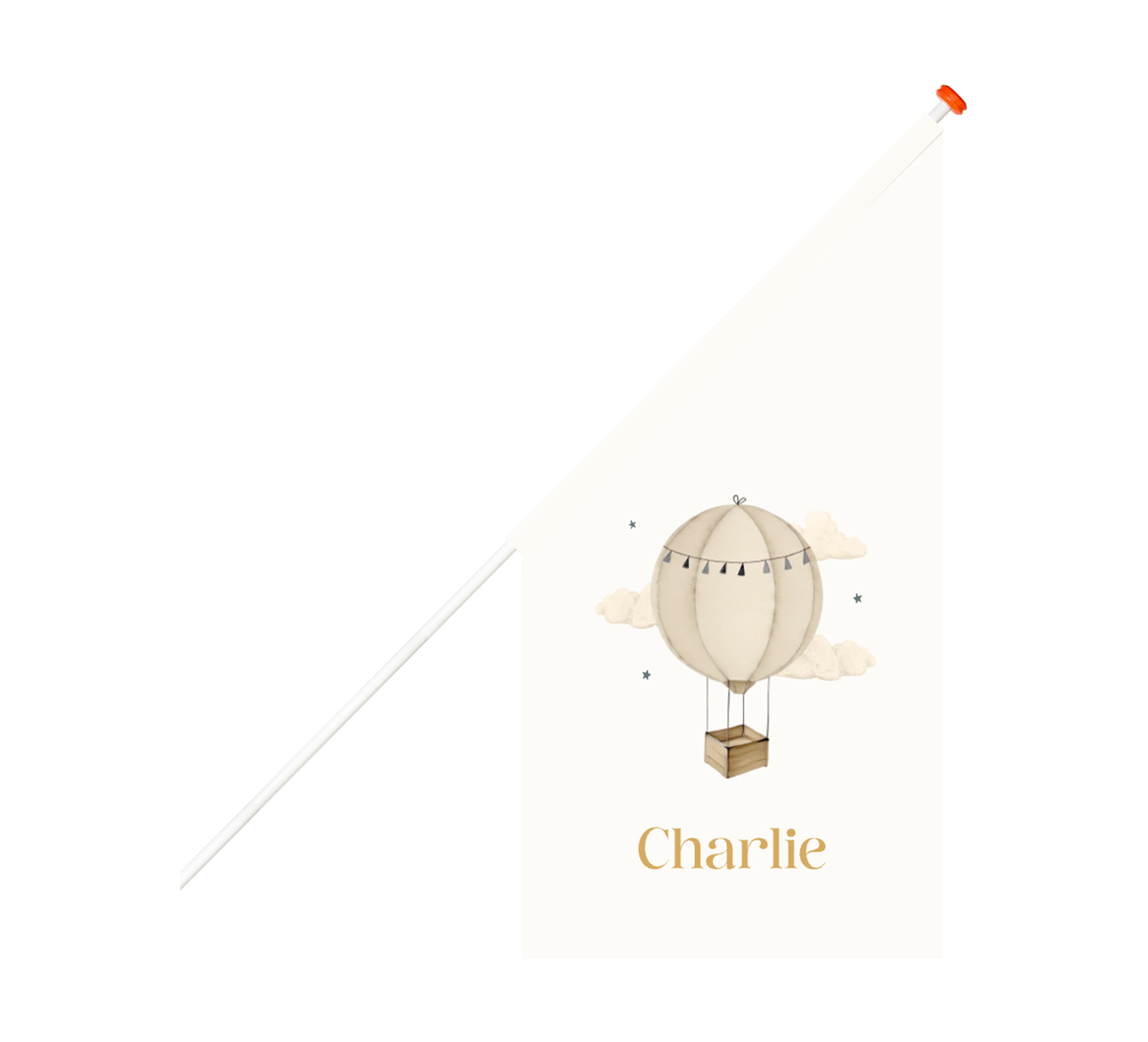 Geboortevlag stijlvol met luchtballon en wolkjes