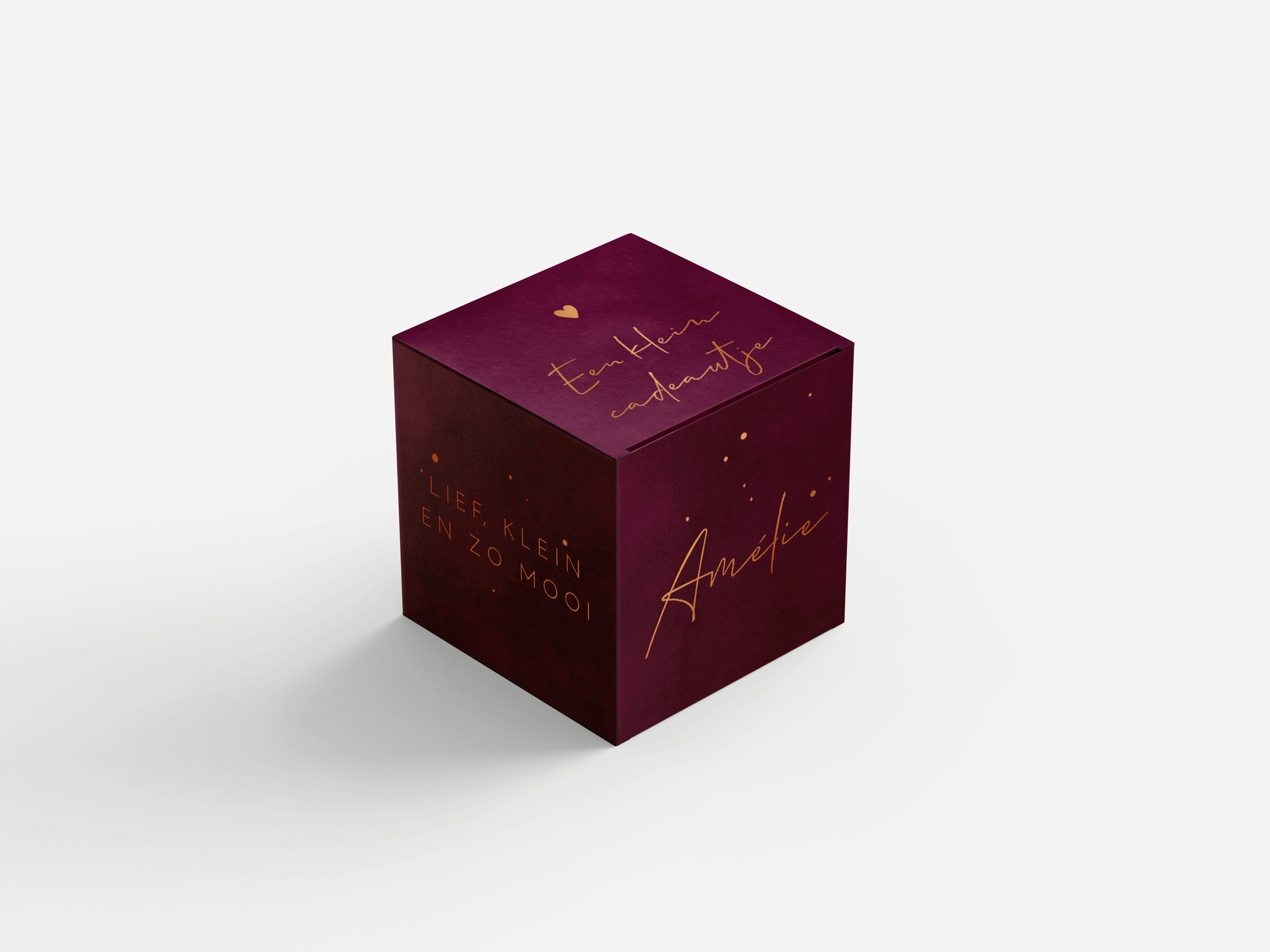 Trendy doopsuikerdoosje op donkerroze velvet-look