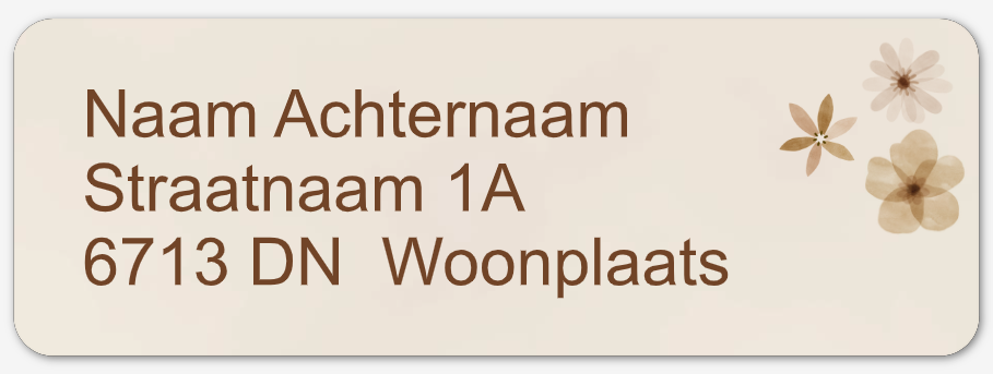 adresstickers afgerond beige bloemen
