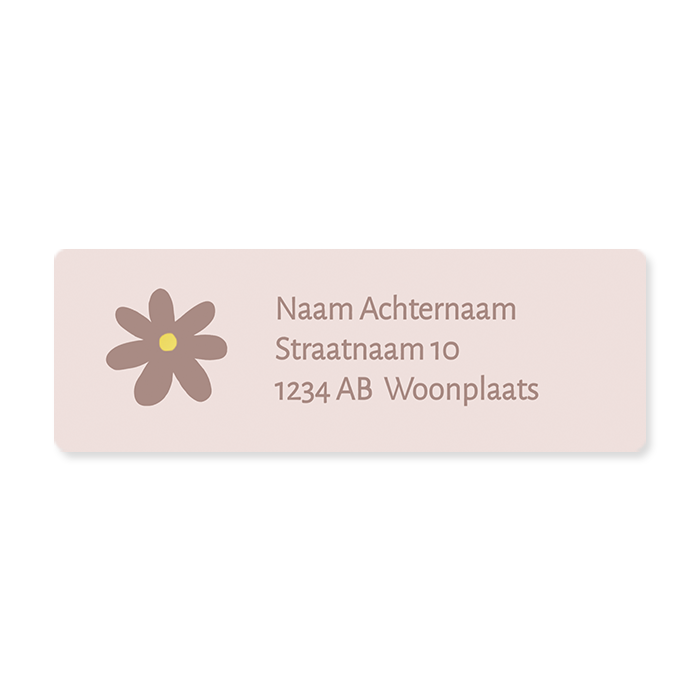 Roze adresstickers 97x34 mm met bloemetje goudfolie