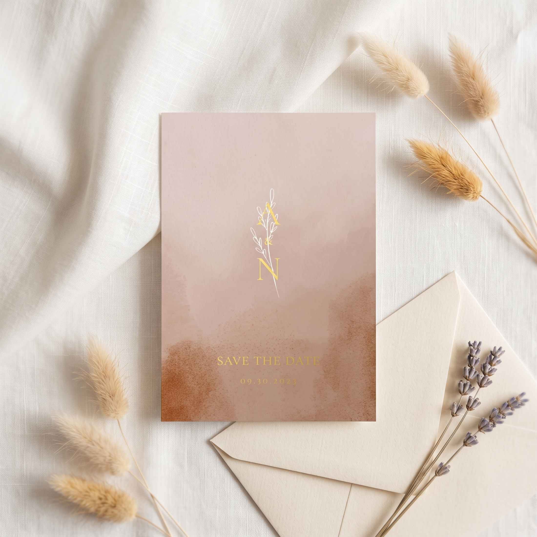 Save the Date minimalistisch takje watercolor nude