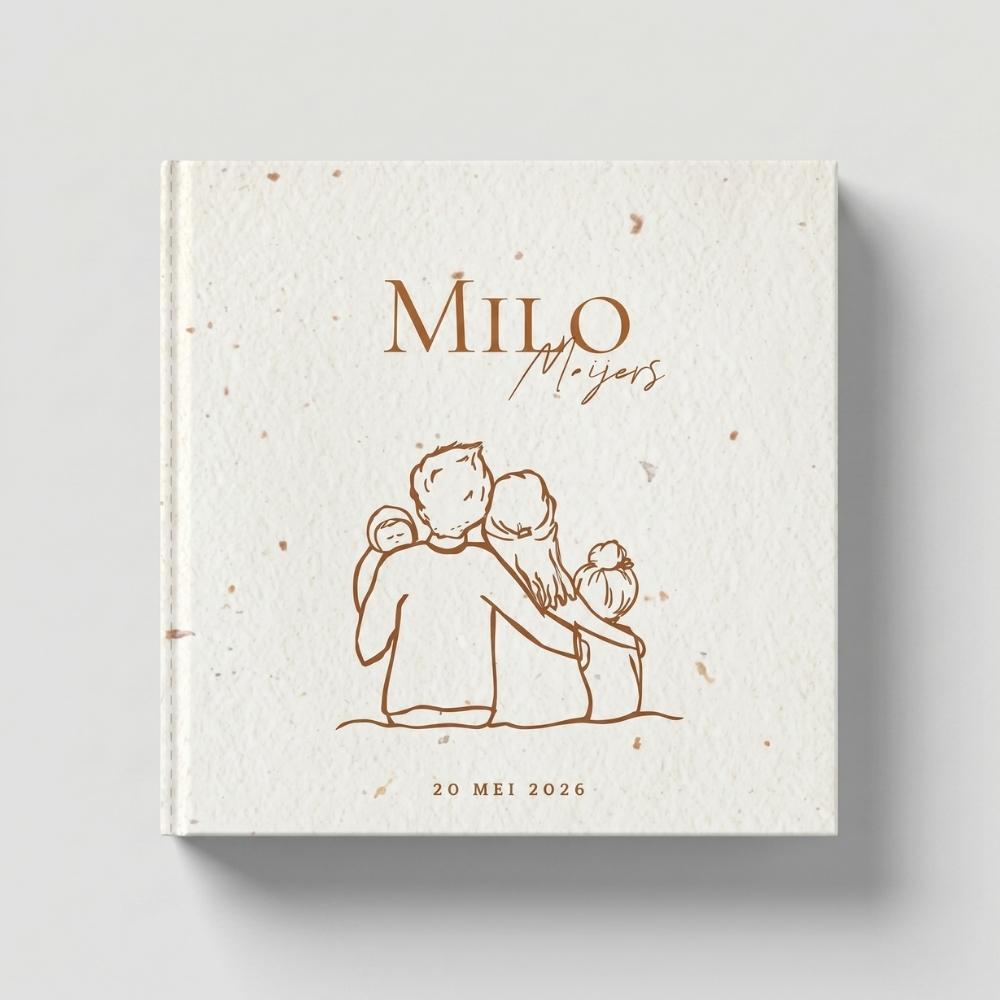 Kraambezoekboek lijntekening gezin