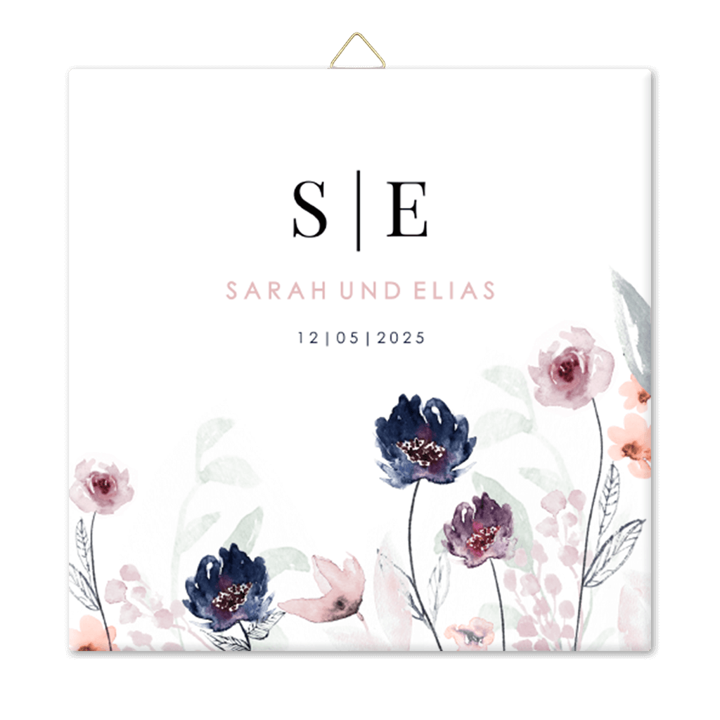Fotofliese mit Aquarell Blumen