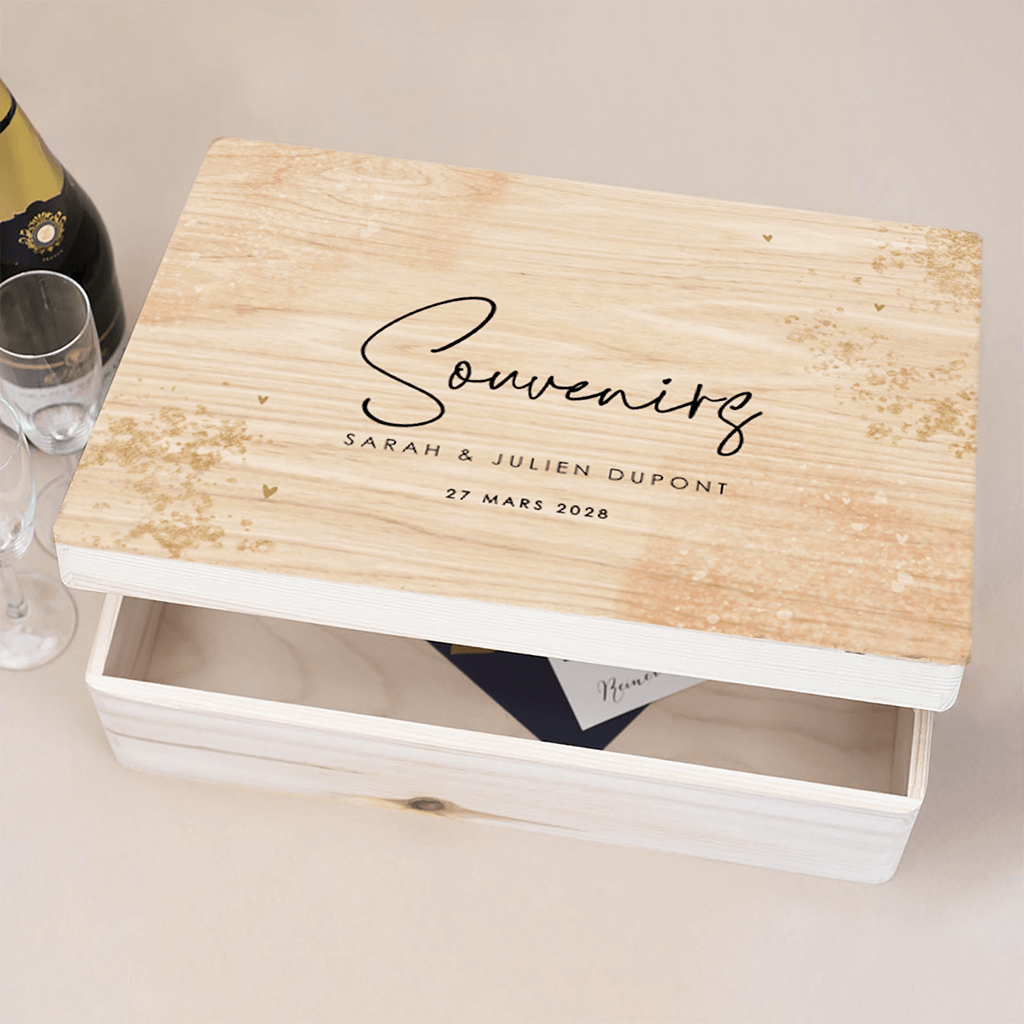 Boîte à souvenirs avec impression poudrée rose et coeur