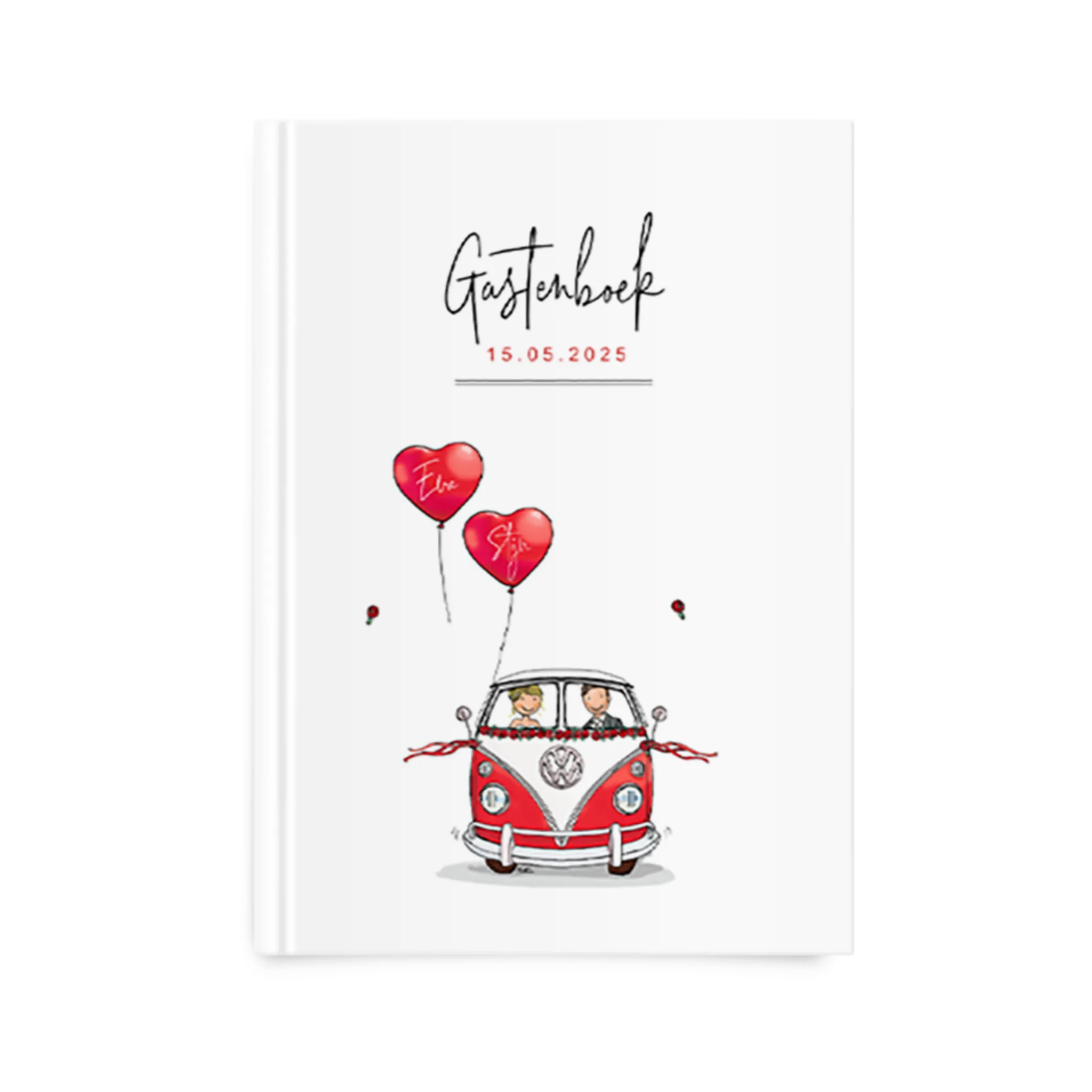 Gastenboek met bruidspaar in hip busje