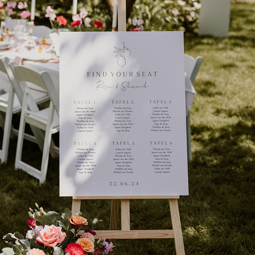 Tafelschikking bord bruiloft italian vibes