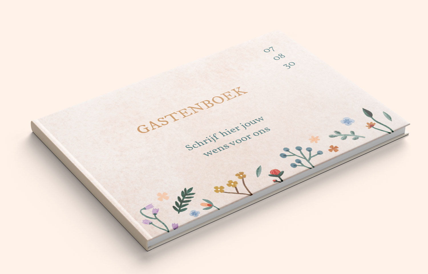 Gastenboek waterverf bloemen - liggend A4