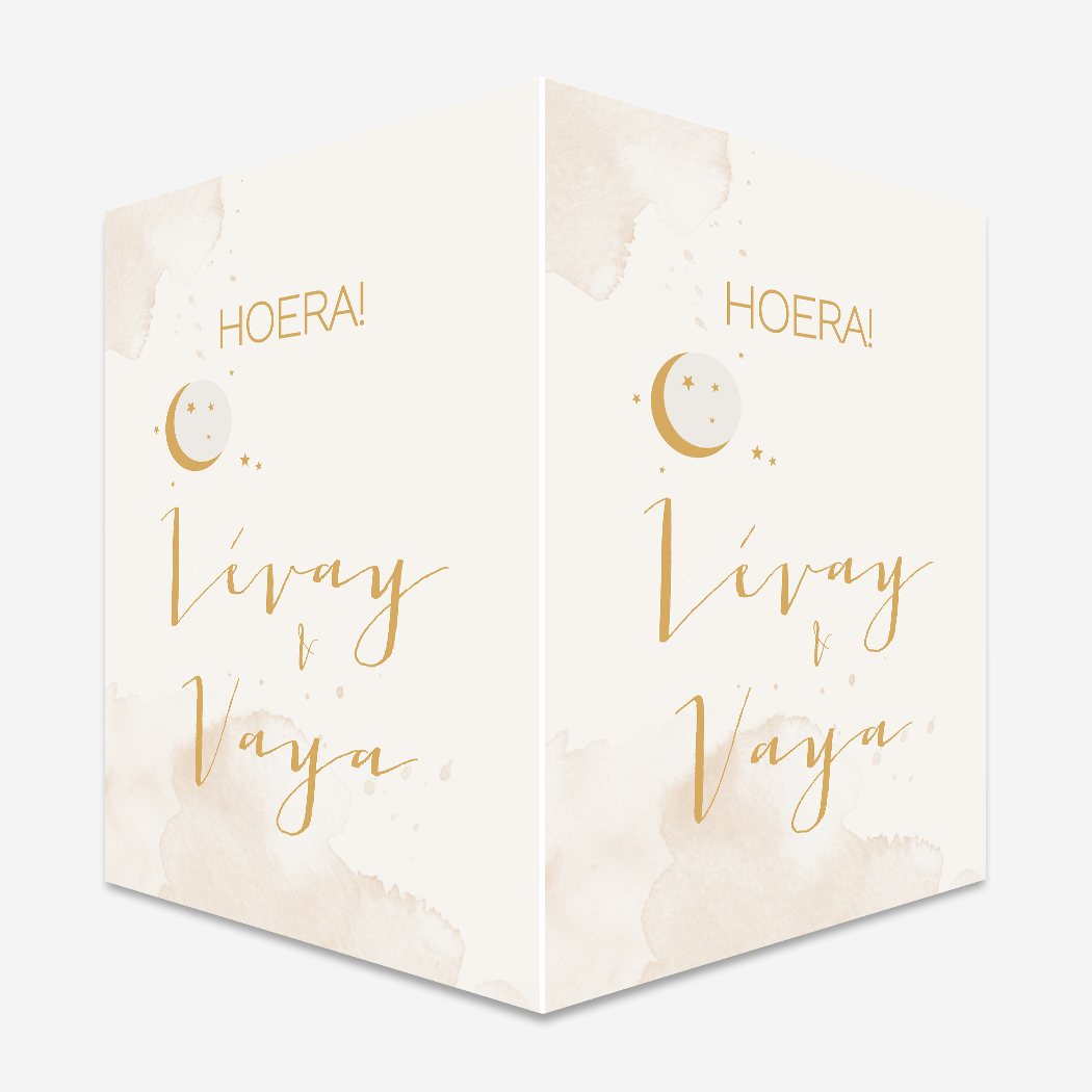 Raambord Geboortebord Tweeling Maantje Waterverf