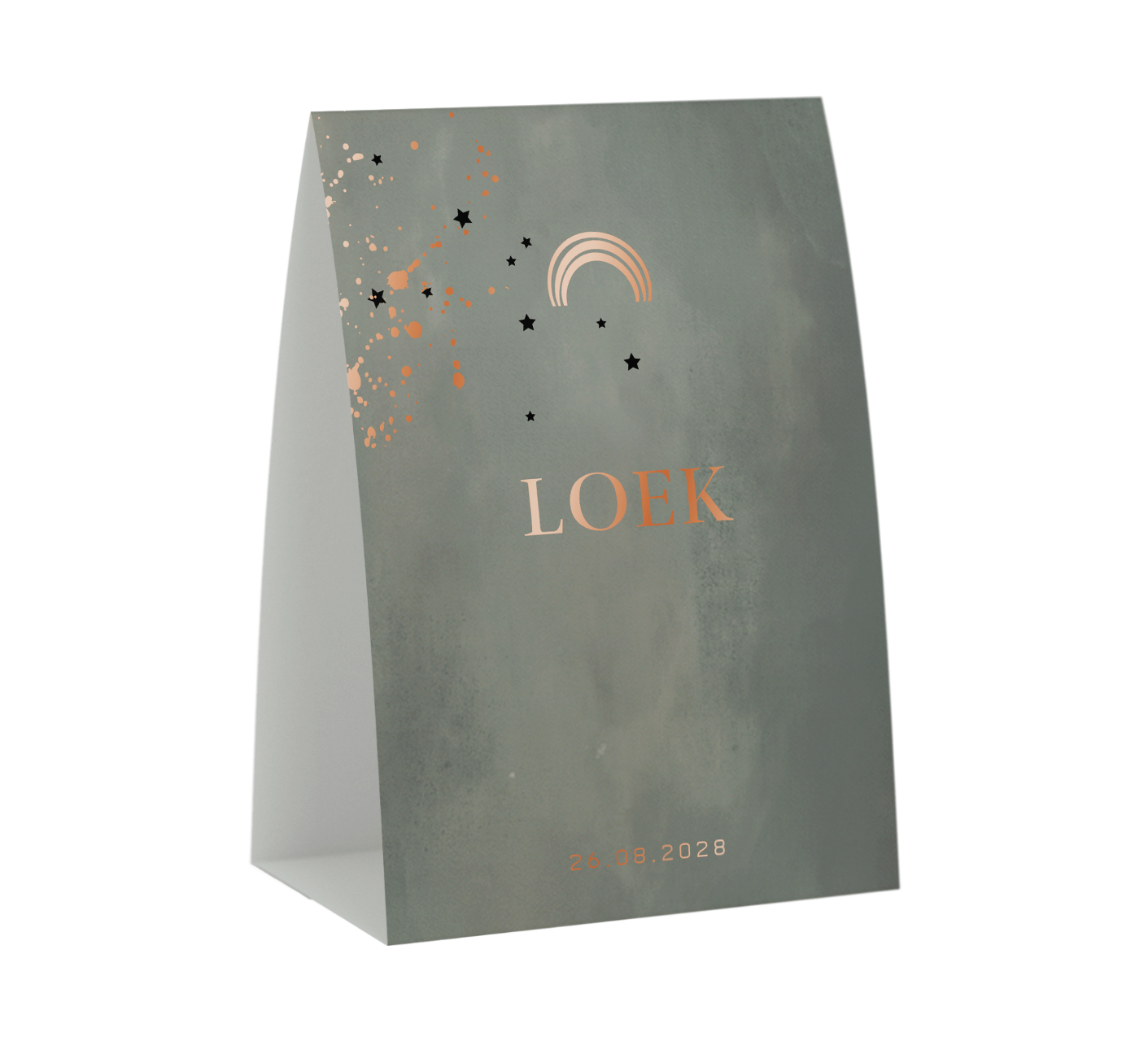 Stoer tent geboortekaartje groen met hoogglans