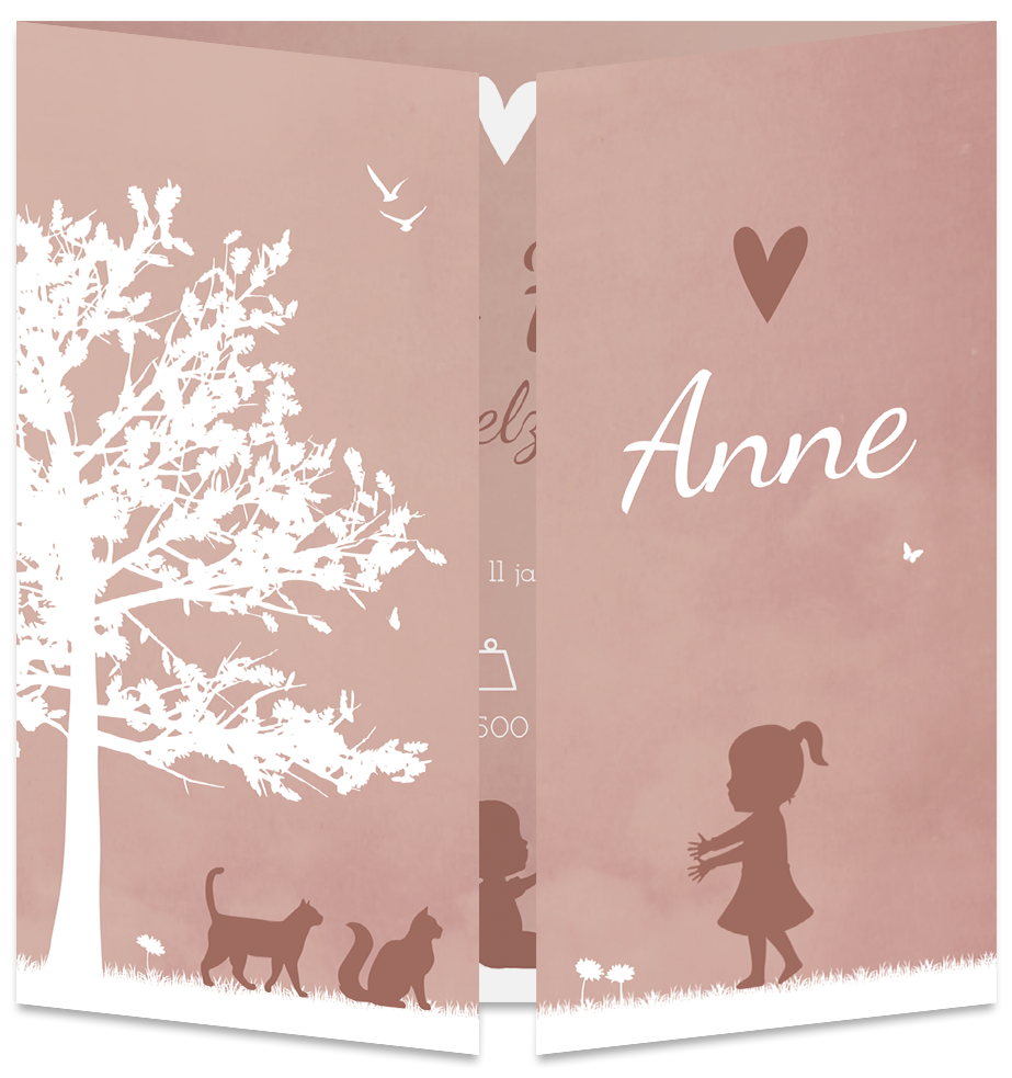 Geboortekaartje Meisje Poes Kat Unieke vorm