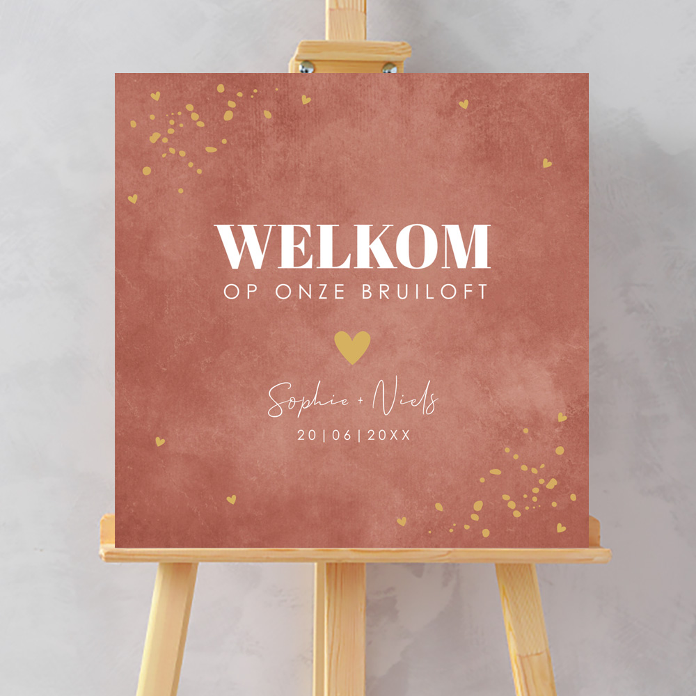 Bruiloftsbord terracotta roze vierkant 70x70 cm